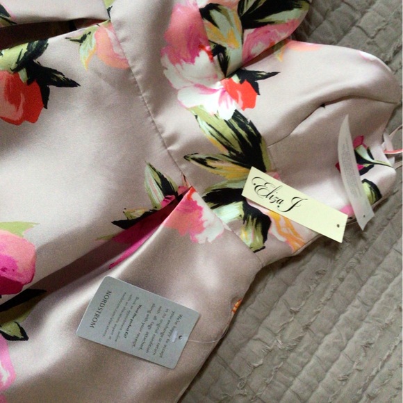 NWT Eliza J Pink Floral Print Mikado Tulip Cocktail Dress, Size 2 - Picture 6 of 8